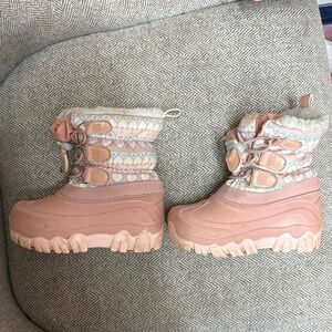 Pink Patterned Winter Boots